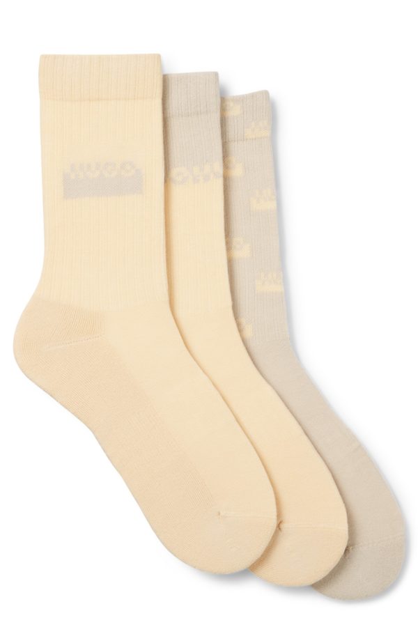 Hugo Boss Lot de trois paires de chaussettes mi-hautes à logos revisités
