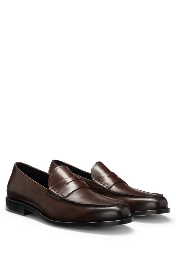Hugo Boss Mocassins en cuir lisse à finition Penny