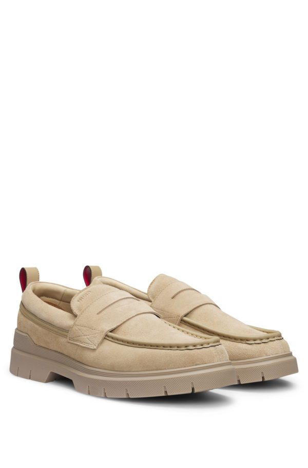 Hugo Boss Mocassins en cuir suédé avec finitions en similicuir