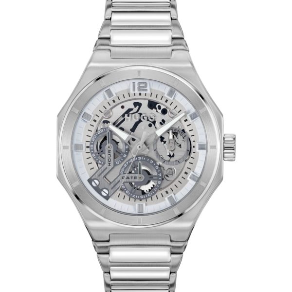 Hugo Boss Montre à cadran squelette en acier inoxydable avec bracelet à maillons