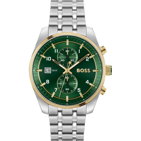 Hugo Boss Montre chronographe bicolore à cadran vert