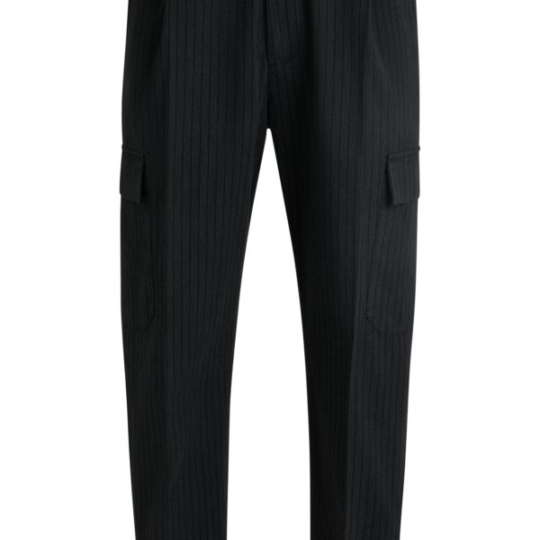 Hugo Boss Pantalon Tapered en coton brossé à rayures