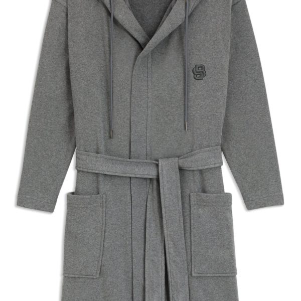 Hugo Boss Peignoir à capuche en jersey de coton avec monogramme Double B