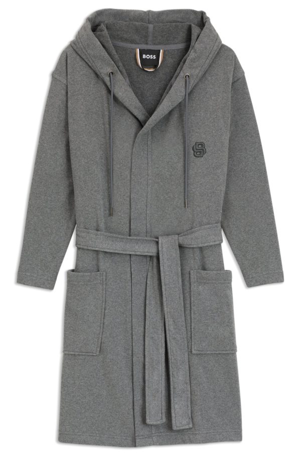 Hugo Boss Peignoir à capuche en jersey de coton avec monogramme Double B