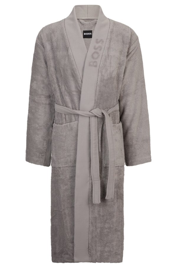 Hugo Boss Peignoir en coton à longues fibres avec revers à logo