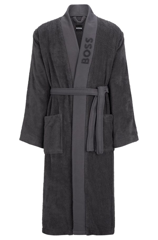 Hugo Boss Peignoir en coton à longues fibres avec revers à logo