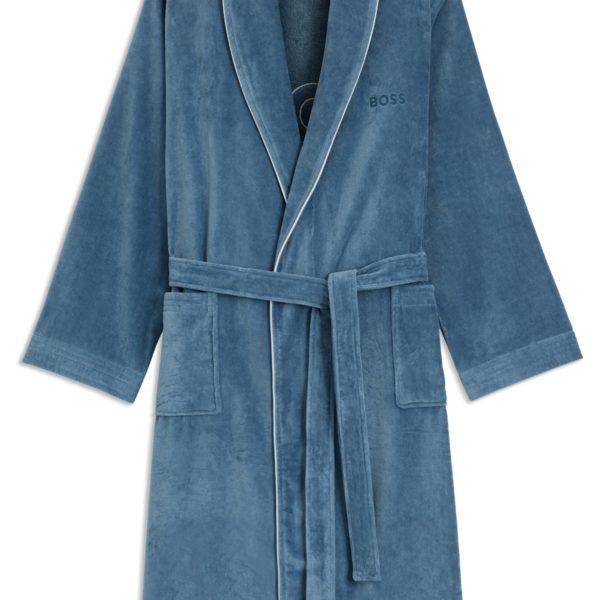 Peignoir en coton avec passepoil et logo brodé – Hugo Boss