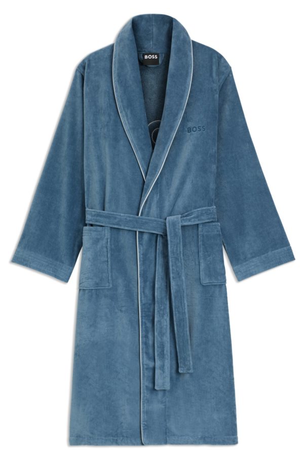 Hugo Boss Peignoir en coton avec passepoil et logo brodé