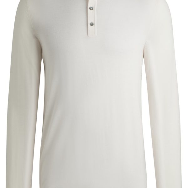 Pull en laine vierge italienne avec manches longues et col polo – Hugo Boss