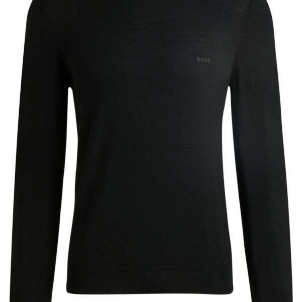 Hugo Boss Pull à col rond en laine vierge avec logo brodé