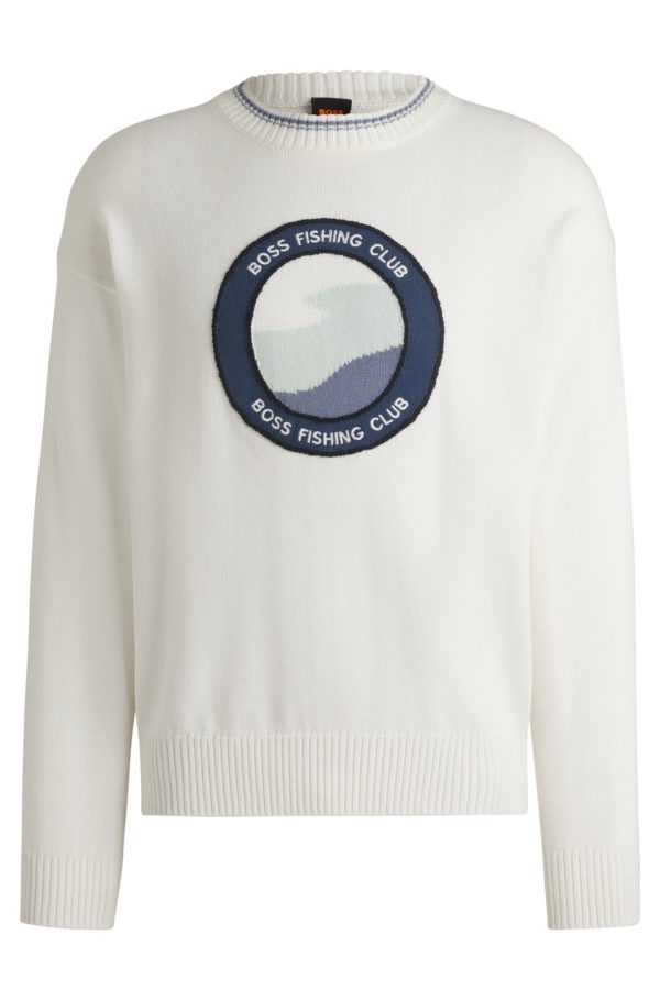 Hugo Boss Pull en coton à motif pêche artistique