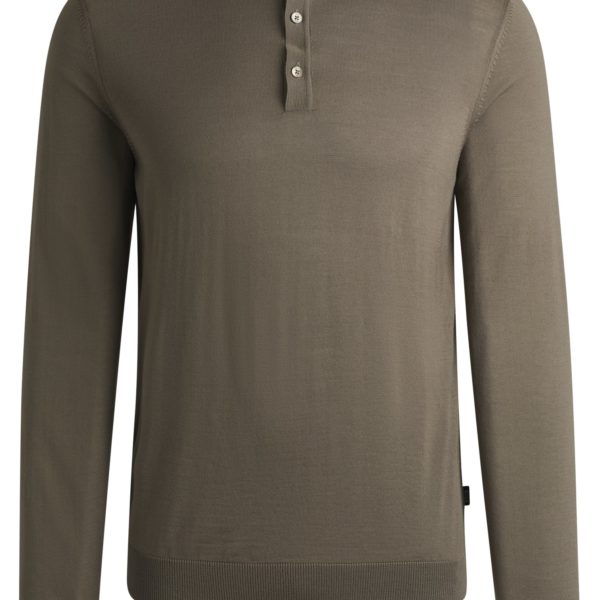 Pull en laine vierge italienne avec manches longues et col polo – Hugo Boss