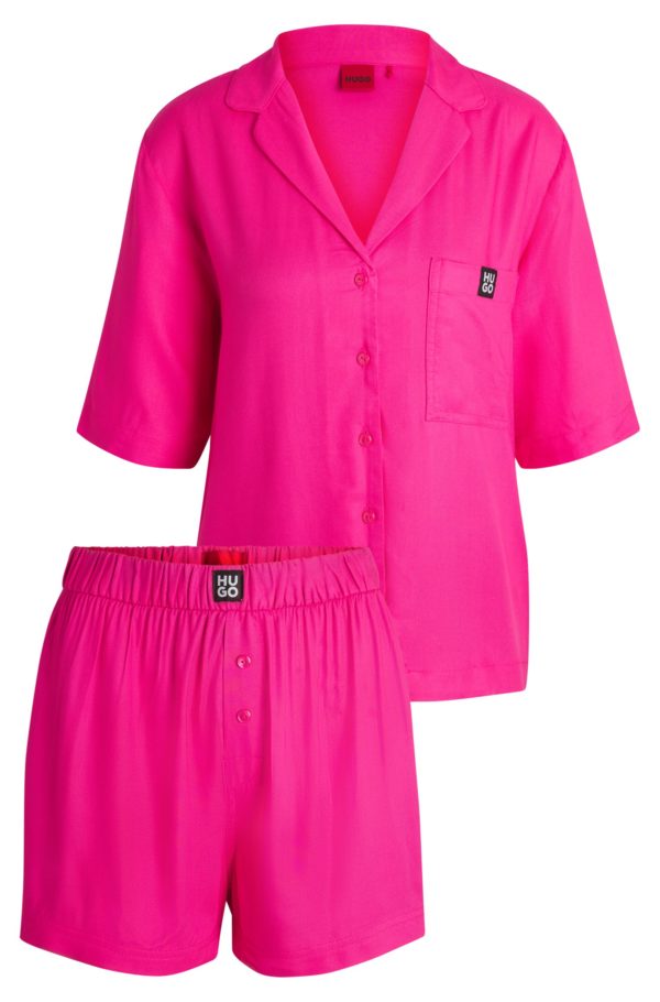 Hugo Boss Pyjama-short avec étiquettes logotées