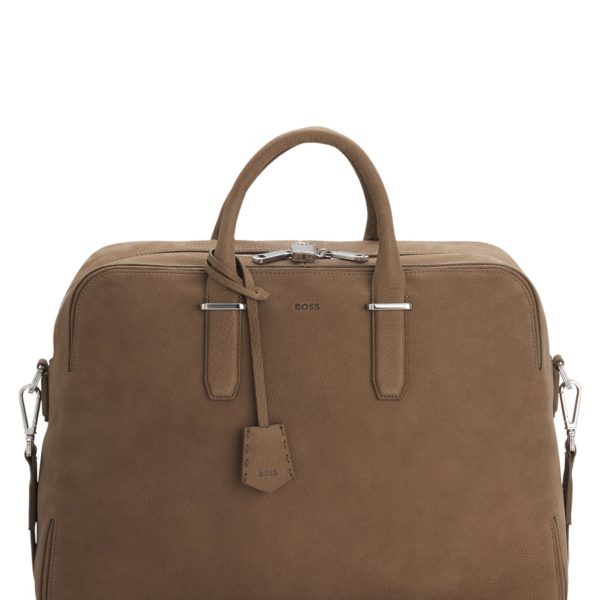 Sac de voyage en cuir grainé avec porte-clés logoté – Hugo Boss