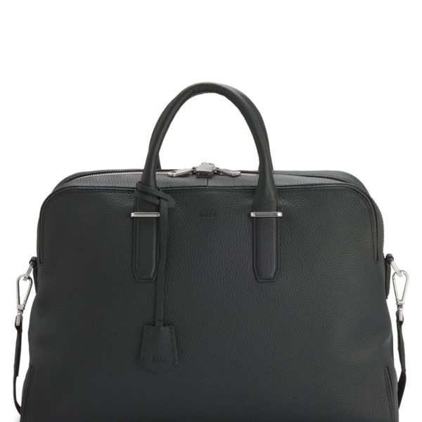 Sac de voyage en cuir grainé avec porte-clés logoté – Hugo Boss