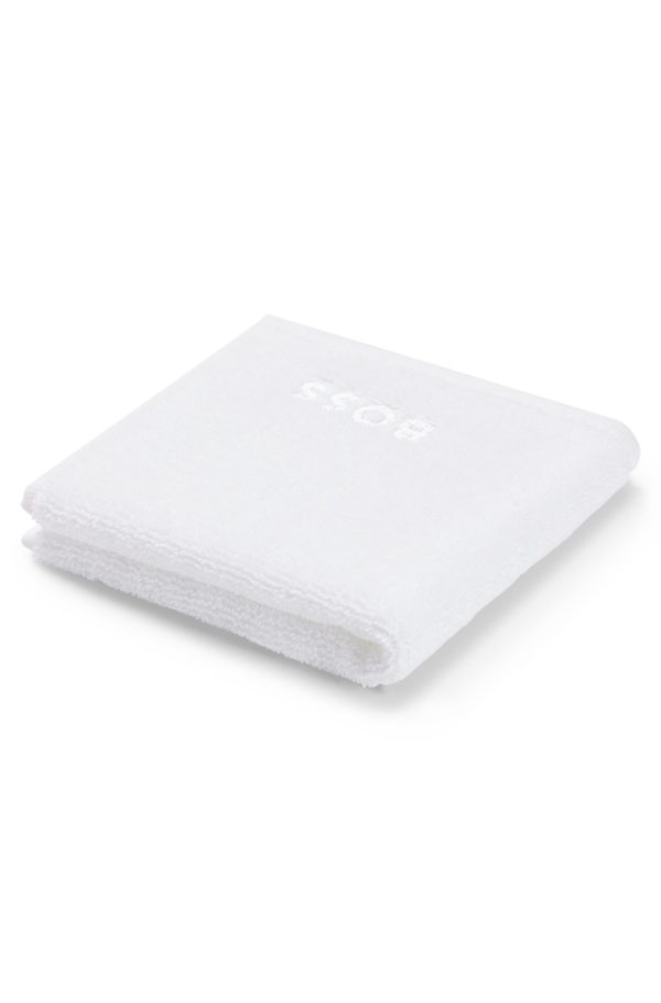 Hugo Boss Serviette de toilette en coton avec logo brodé blanc