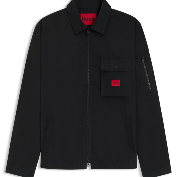 Hugo Boss Surchemise zippée en toile de coton mélangé avec étiquette logo