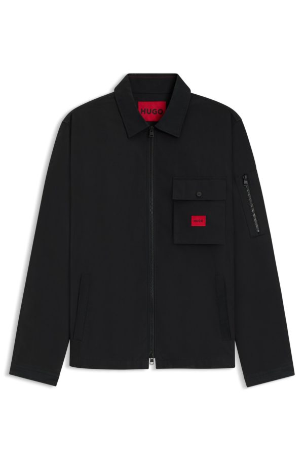 Hugo Boss Surchemise zippée en toile de coton mélangé avec étiquette logo