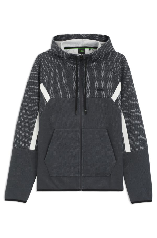 Hugo Boss Sweat à capuche zippé Regular en jacquard matelassé