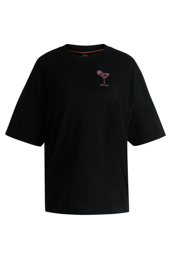 Hugo Boss T-shirt Oversize en jersey de coton avec logo artistique