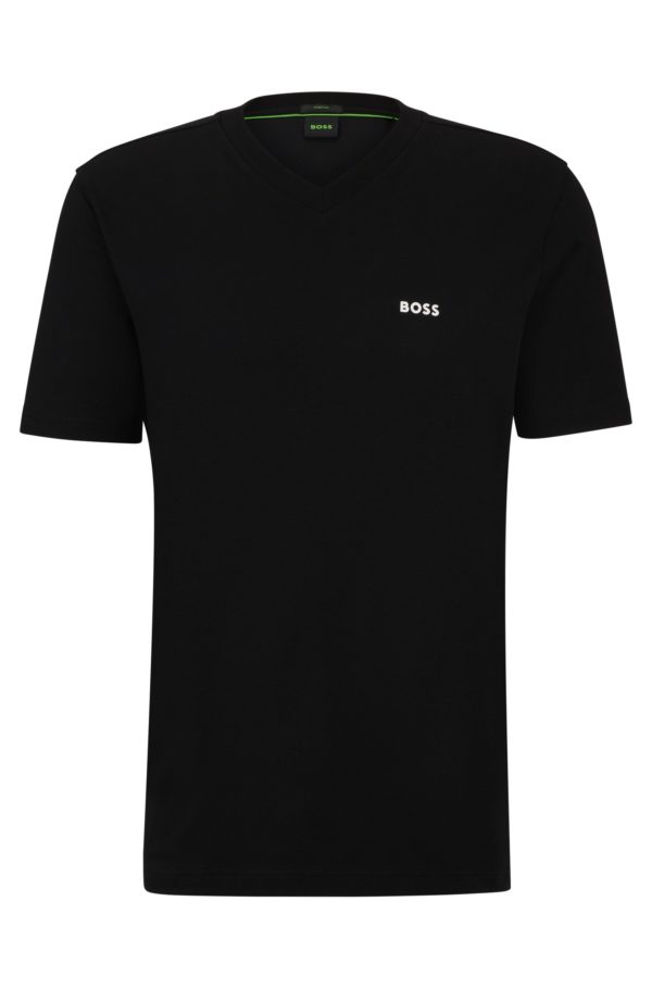 Hugo Boss T-shirt Regular Fit en coton stretch avec logo contrastant