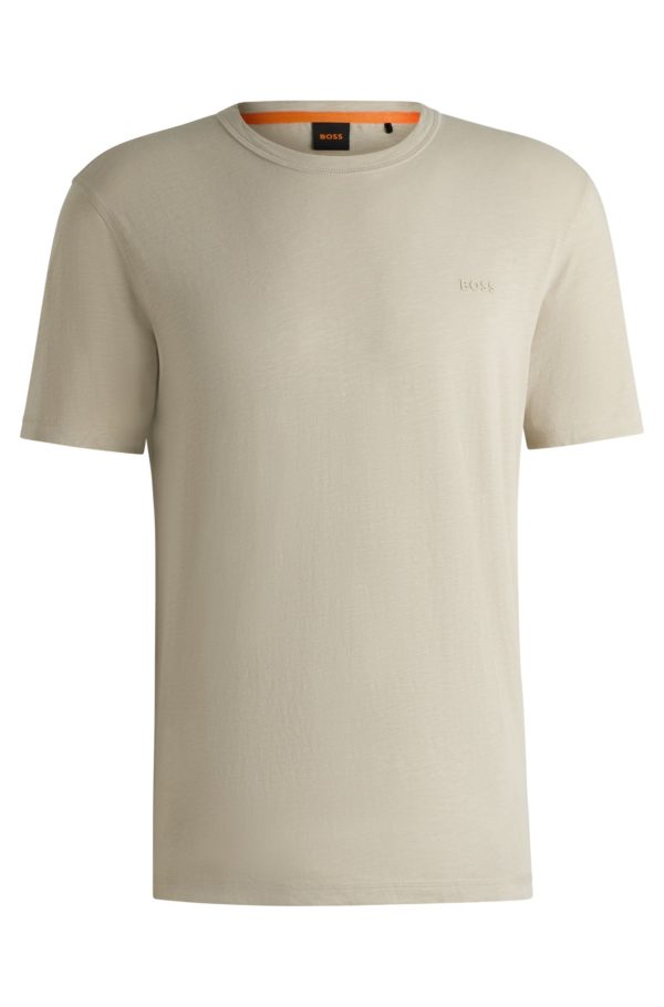 Hugo Boss T-shirt Regular en coton flammé avec détail logoté