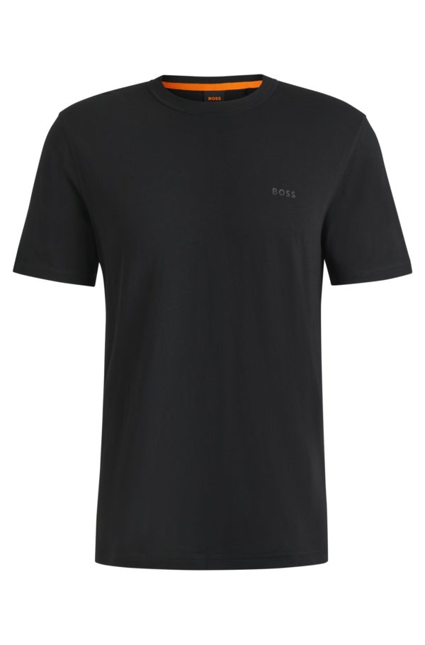 Hugo Boss T-shirt Regular en coton flammé avec détail logoté