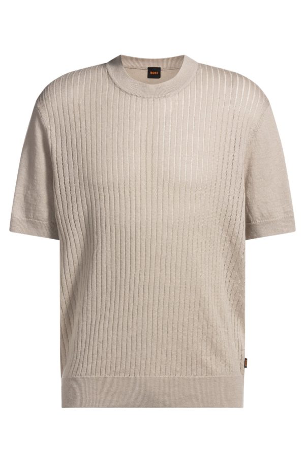Hugo Boss T-shirt Relaxed en maille de coton et de lin
