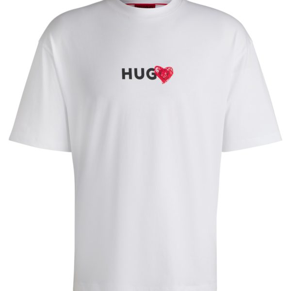 T-shirt en jersey de coton à motif cœur artistique – Hugo Boss