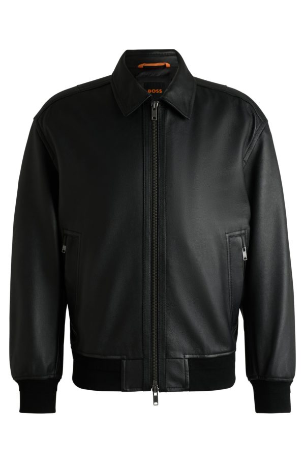 Hugo Boss Veste Relaxed en cuir traité