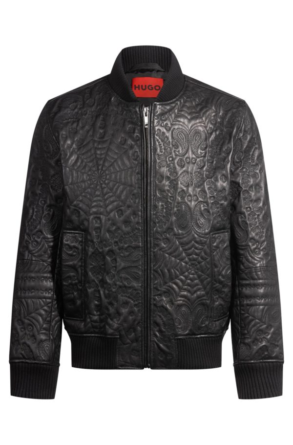 Hugo Boss Veste en cuir à motif toile d’araignée et bandana