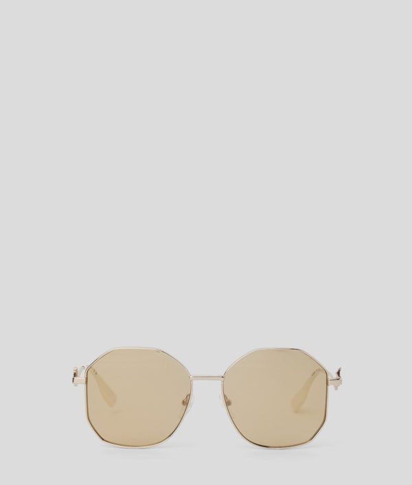 Karl Lagerfeld, Lunettes De Soleil Karl Signature, Femme, Or, Taille: L00