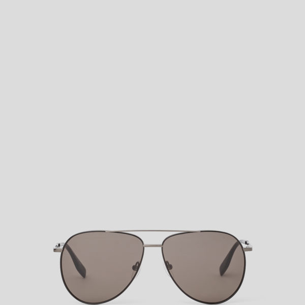 Karl Lagerfeld, Lunettes De Soleil Aviateur Avec Logo Karl, Homme, Bronze Foncé, Taille: L00