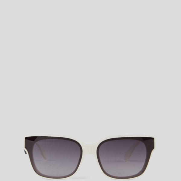 Karl Lagerfeld, Lunettes De Soleil Logo Découpé Karl Signature, Femme, Blanc, Taille: L00
