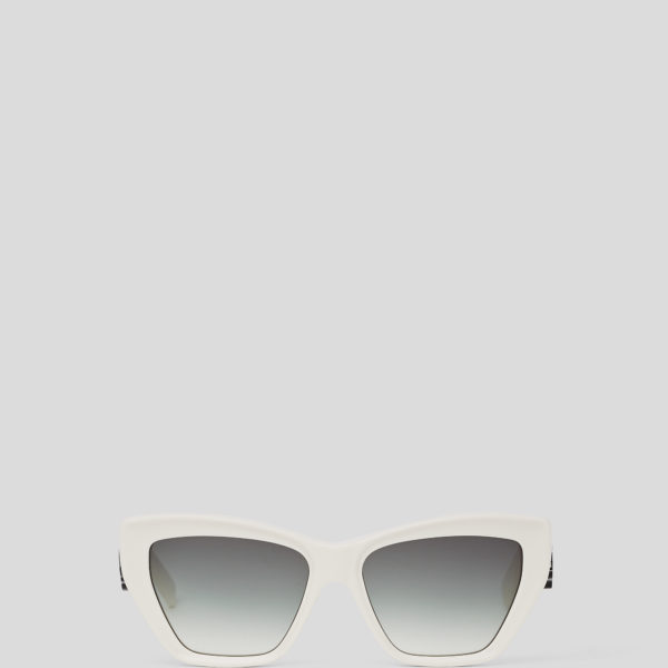Karl Lagerfeld, Lunettes De Soleil Avec Logo Découpé Karl Signature, Femme, Blanc, Taille: L00