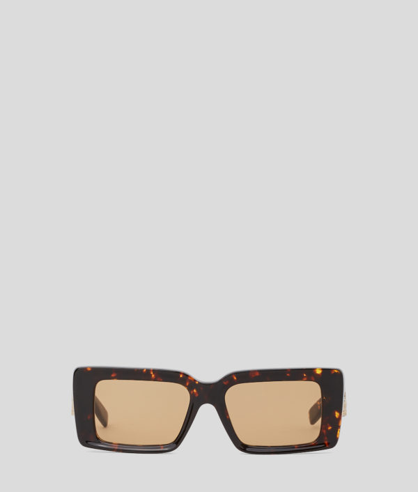 Karl Lagerfeld, Lunettes De Soleil Avec Logo Découpé Karl Signature, Femme, Tortue Foncée, Taille: L00