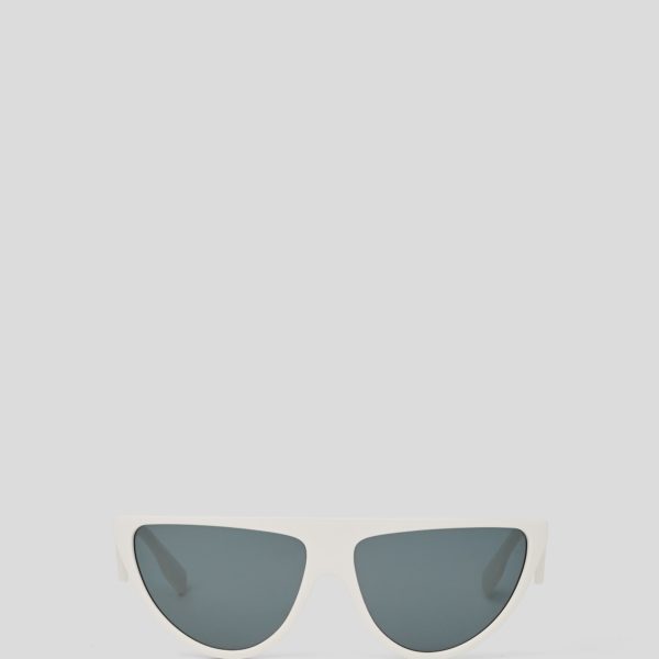 Karl Lagerfeld, Lunettes De Soleil Avec Logo Karl, Femme, Blanc, Taille: L00