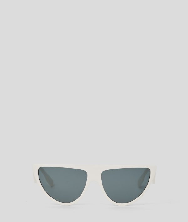 Karl Lagerfeld, Lunettes De Soleil Avec Logo Karl, Femme, Blanc, Taille: L00