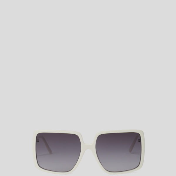 Karl Lagerfeld, Lunettes De Soleil Avec Logo Karl, Femme, Blanc, Taille: L00