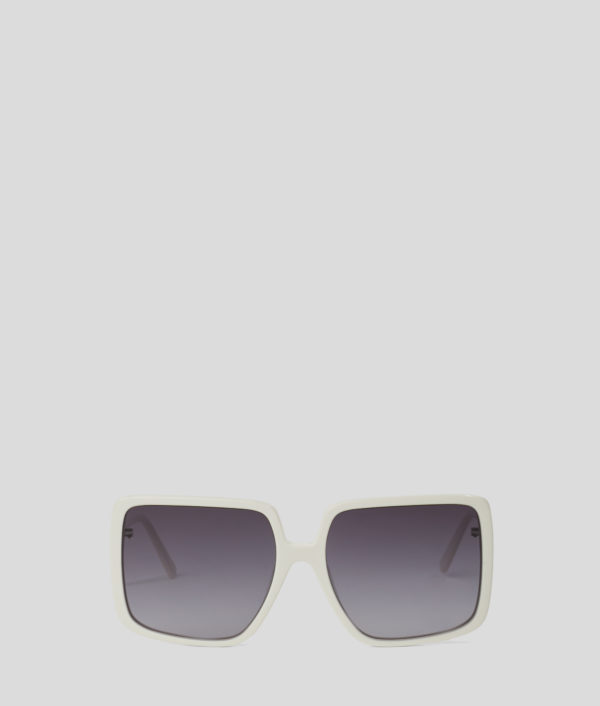 Karl Lagerfeld, Lunettes De Soleil Avec Logo Karl, Femme, Blanc, Taille: L00