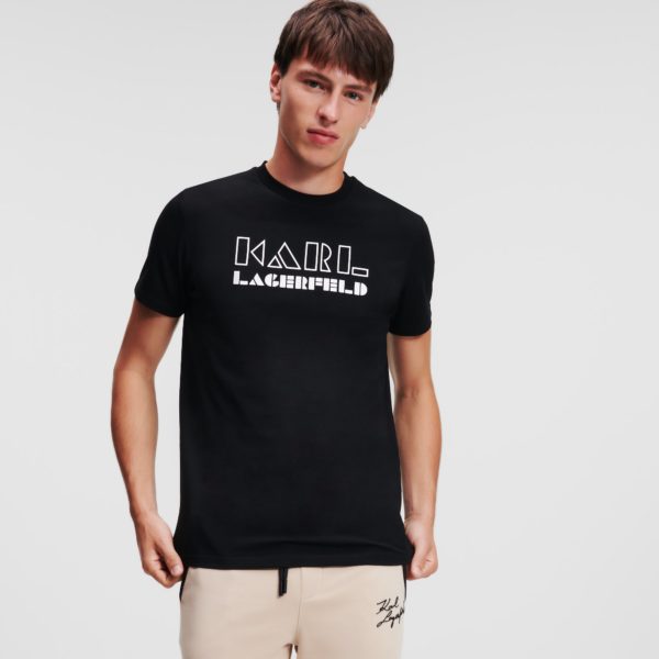 Karl Lagerfeld, T-shirt Avec Logo 3d, Homme, Noir/Blanc, Taille: LXXL