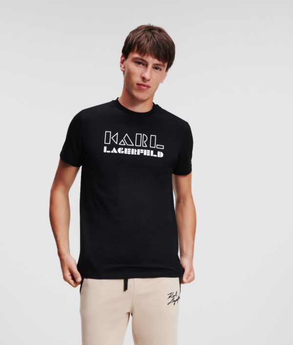Karl Lagerfeld, T-shirt Avec Logo 3d, Homme, Noir/Blanc, Taille: LXXL