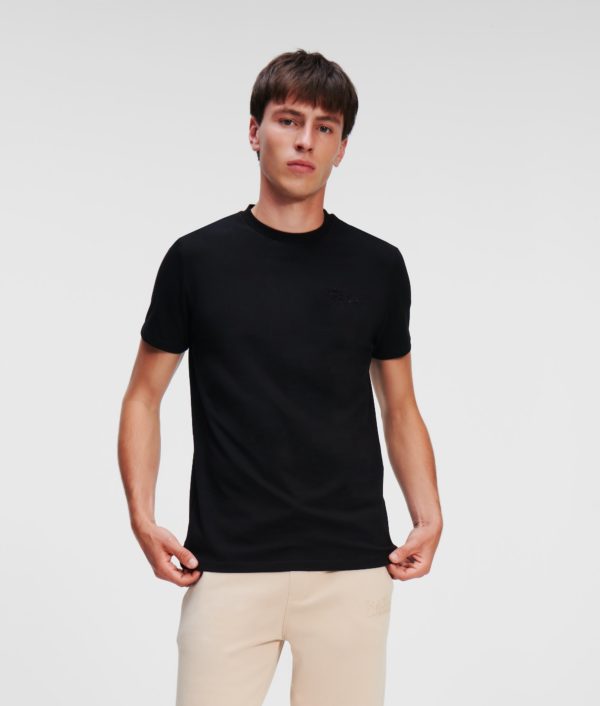 Karl Lagerfeld, T-shirt À Col Rond, Homme, Noir, Taille: LXXL