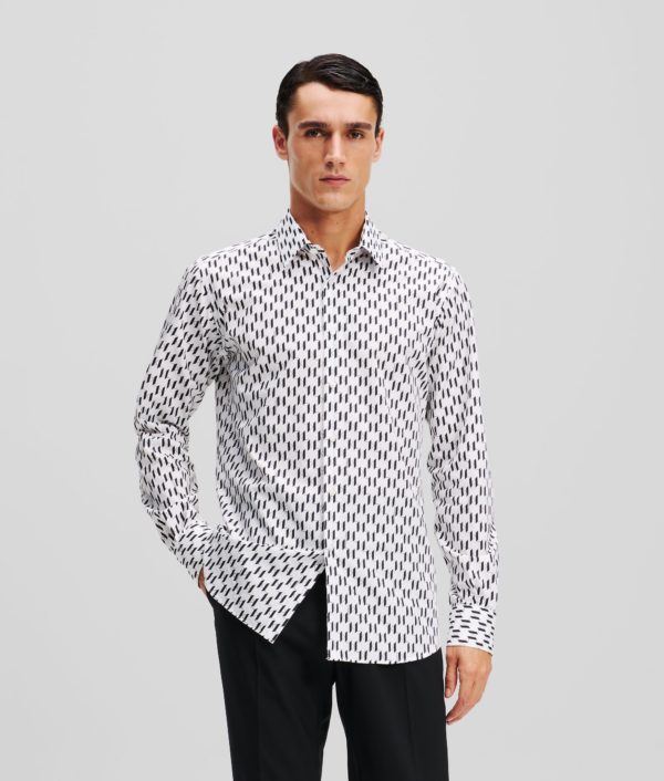 Karl Lagerfeld, Chemise Kl Monogram, Homme, Blanc/Noir, Taille: L44