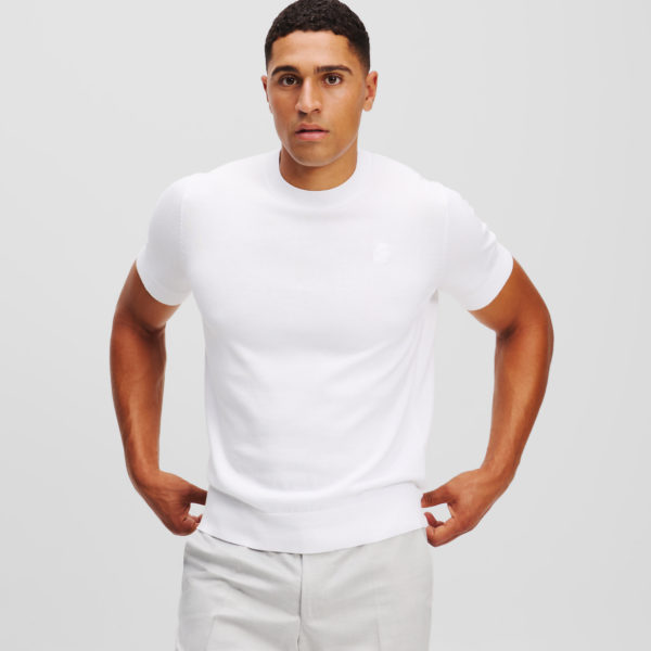 Karl Lagerfeld, Sweat-shirt À Manches Courtes Karl Kameo, Homme, Blanc, Taille: LXXL