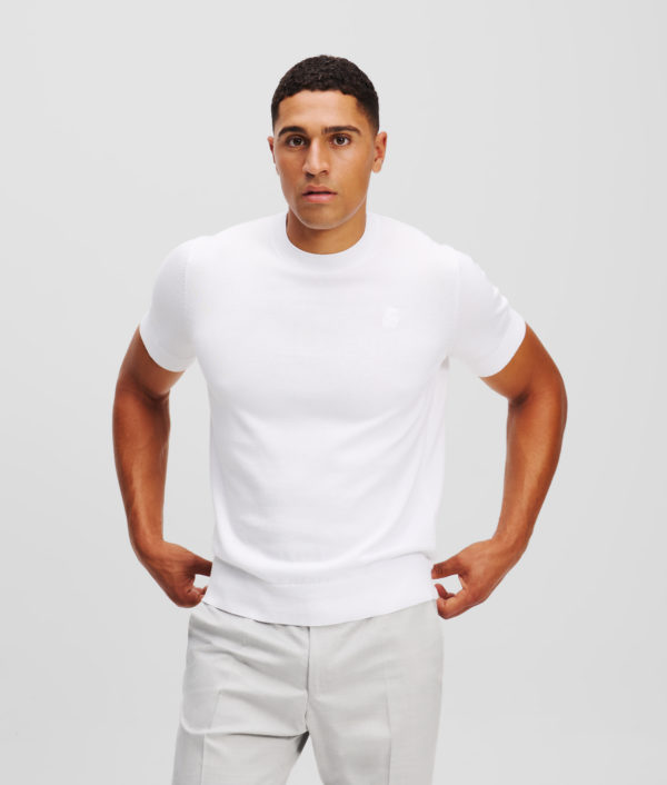 Karl Lagerfeld, Sweat-shirt À Manches Courtes Karl Kameo, Homme, Blanc, Taille: LXXL