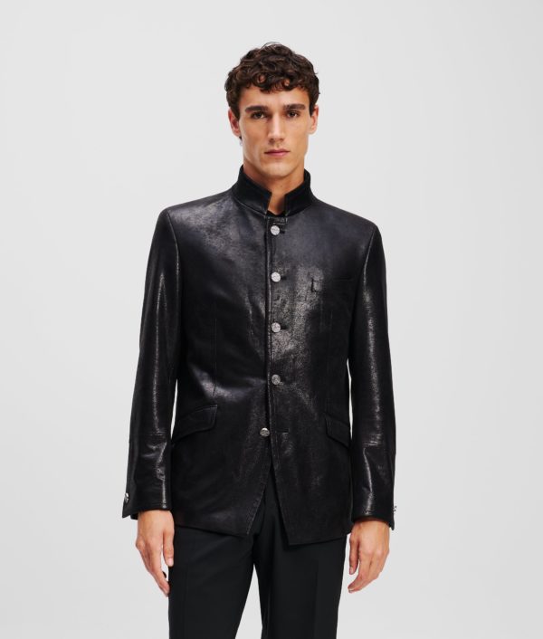 Karl Lagerfeld, Veste À Col Montant En Simili-cuir, Homme, Noir, Taille: L58