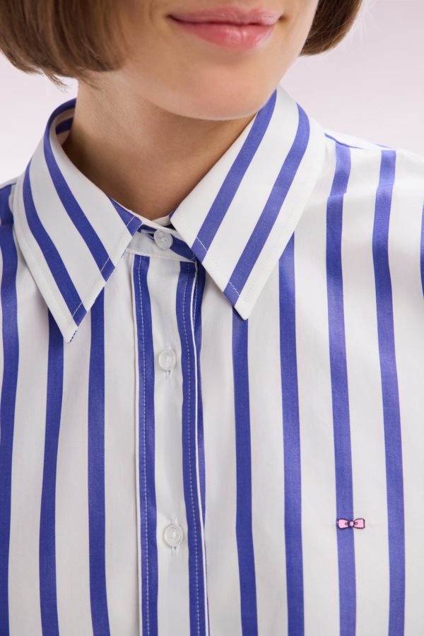 Chemise En Coton Blanche À Rayures Bleues Coupe Oversized Eden Park – Image 4