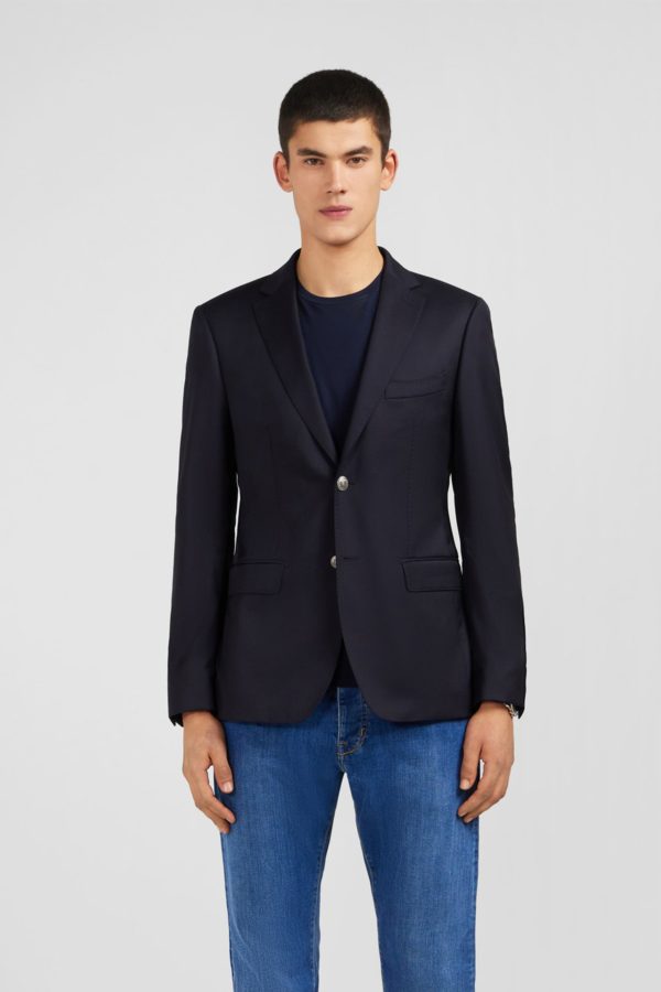 Blazer Bleu Marine Slim Fit 100 % Laine Eden Park