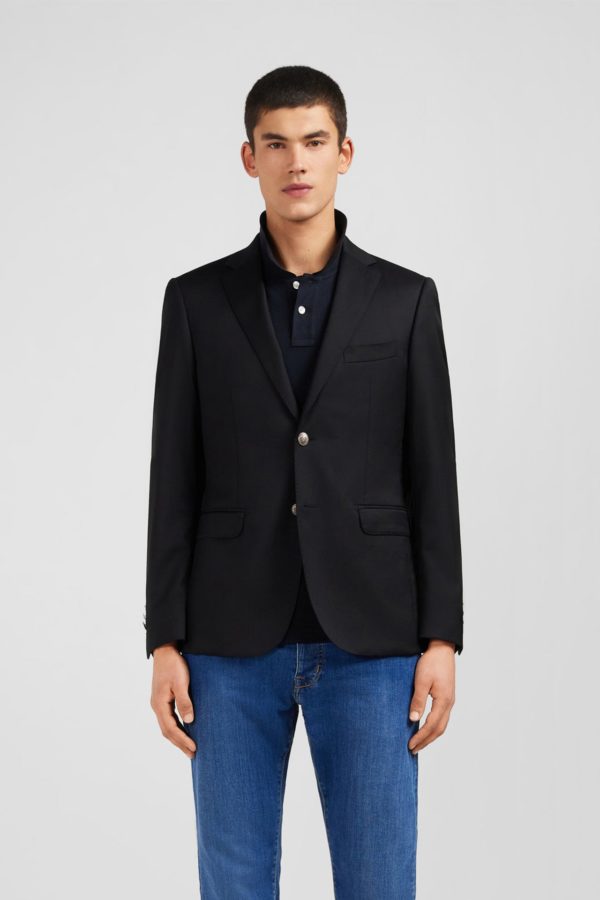 Blazer Noir Slim Fit 100 % Laine Eden Park